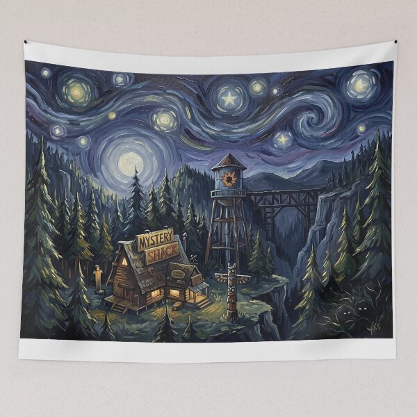 Item preview, Gravity Falls Starry Night Fantasy Landscape designed and sold by Bad-Decisions-Designs.
