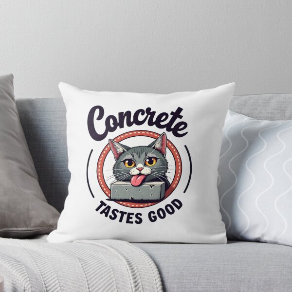 Item preview, I eat cement concrete tastes good funny meme cat cartoon designed and sold by Panya-Design.