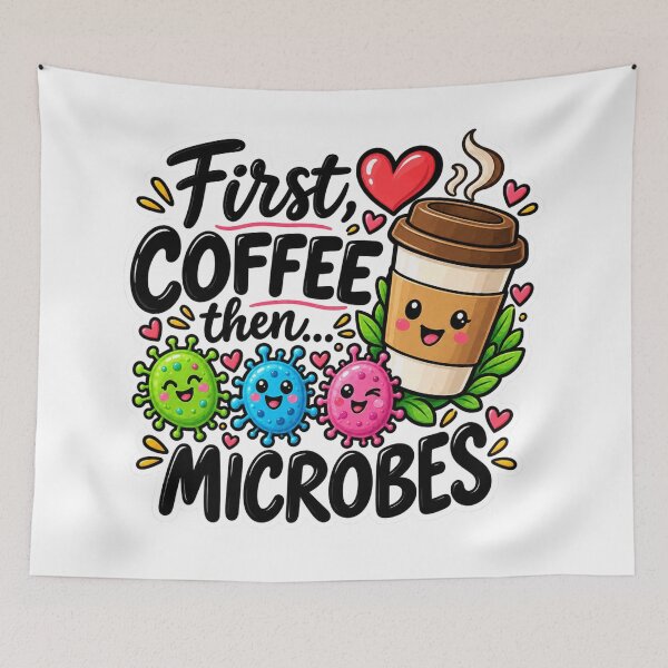Item preview, First Coffee Then Microbes Funny Microbiology designed and sold by Oualibaddas.