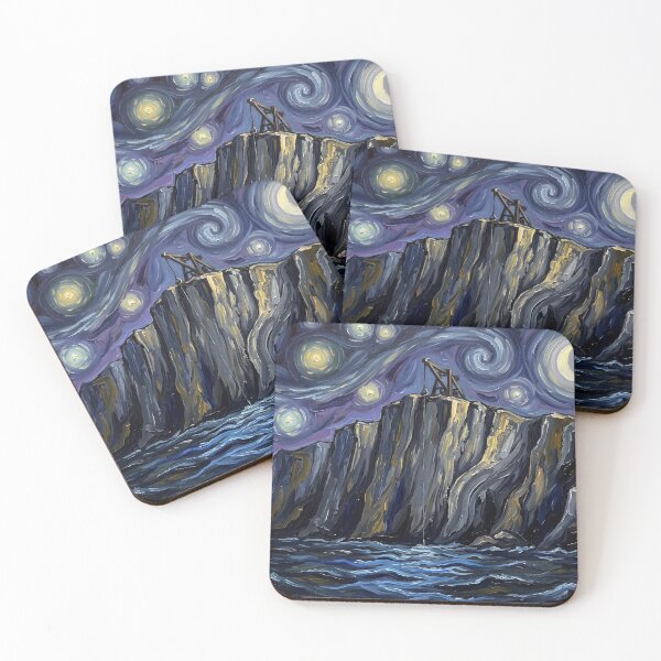 Item preview, Cliffs of Insanity Starry Night Fantasy Landscape designed and sold by Bad-Decisions-Designs.