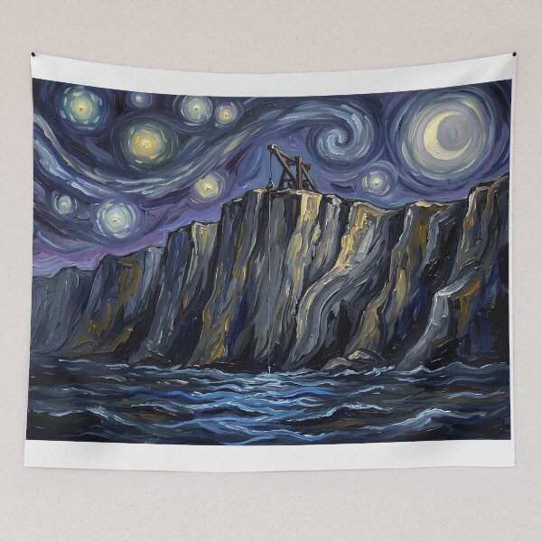 Item preview, Cliffs of Insanity Starry Night Fantasy Landscape designed and sold by Bad-Decisions-Designs.