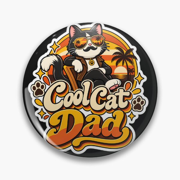 Item preview, Retro Cool Cat Dad 70s Aesthetic designed and sold by Stickers Hub HUB.