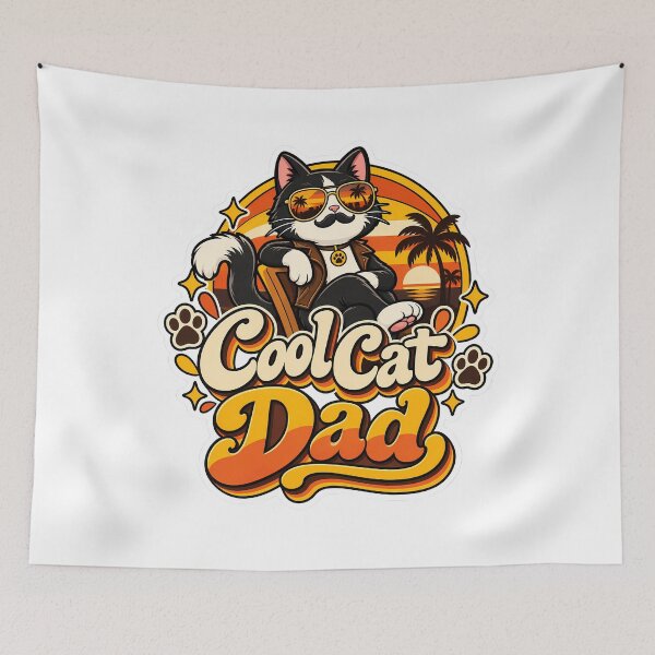 Item preview, Retro Cool Cat Dad 70s Aesthetic designed and sold by Stickers Hub HUB.