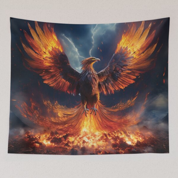 Item preview, Infernal Fire Phoenix Rising from Ash Ground designed and sold by MDKey DESIGN.