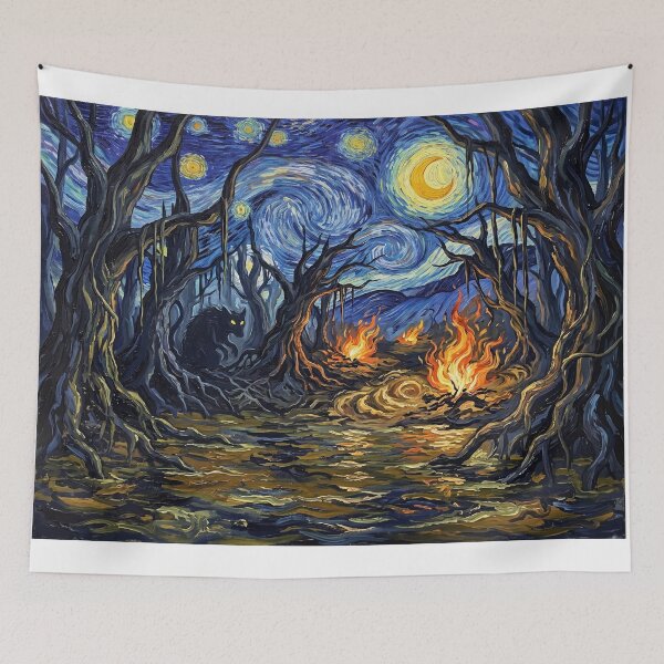 Item preview, Fire Swamp Starry Night Fantasy Landscape designed and sold by Bad-Decisions-Designs.