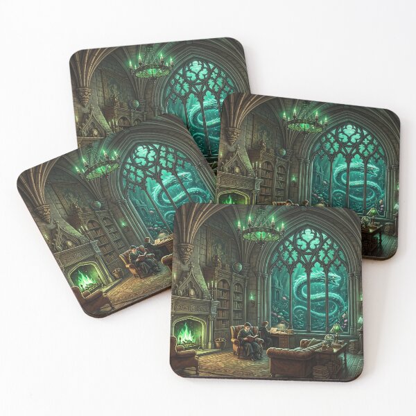 Item preview, Serpent House Common Room Under the Lake - Dark Academia Fantasy Art designed and sold by KreonaTime.
