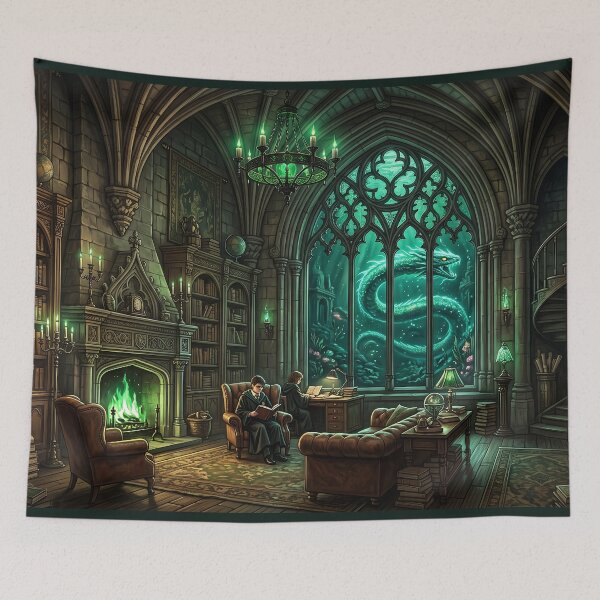 Item preview, Serpent House Common Room Under the Lake - Dark Academia Fantasy Art designed and sold by KreonaTime.