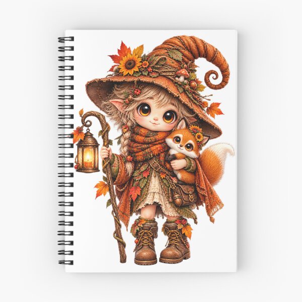 Item preview, Cute Autumn Witch with Squirrel designed and sold by Melody Printable.