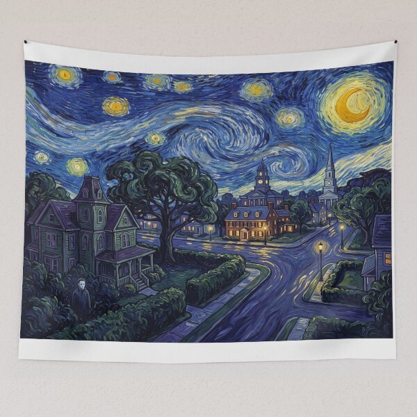 Item preview, Haddonfield Starry Night Horror Landscape designed and sold by Bad-Decisions-Designs.