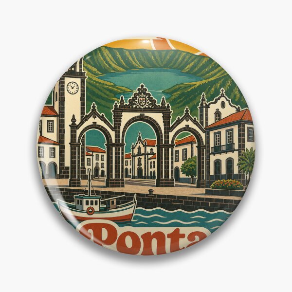 Item preview, Ponta Delgada Portugal Travel Souvenir - Retro Illustration designed and sold by VisualArtsOasis.