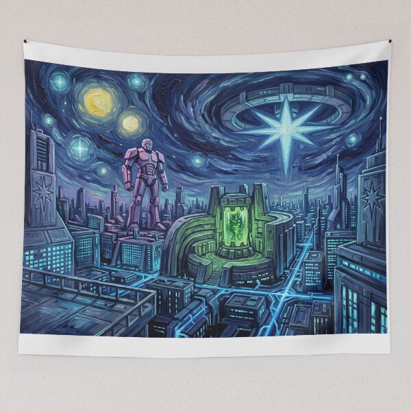 Item preview, Hala Starry Night Sci Fi Landscape designed and sold by Bad-Decisions-Designs.