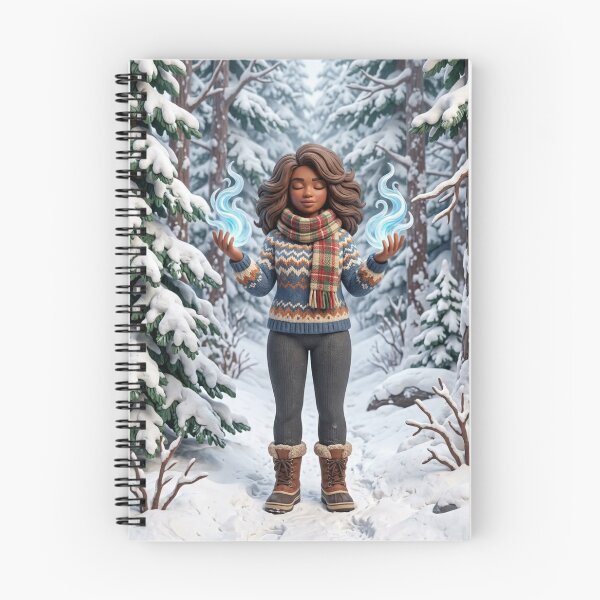 Item preview, WINTER MAGIC GIRL WITH MYSTICAL BLUE FIRE IN SNOWY FOREST designed and sold by Curiosiart.