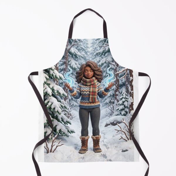 Item preview, WINTER MAGIC GIRL WITH MYSTICAL BLUE FIRE IN SNOWY FOREST designed and sold by Curiosiart.
