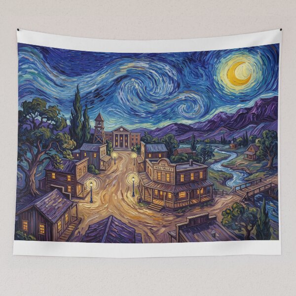 Item preview, Hill Valley 1860s Starry Night Western Landscape designed and sold by Bad-Decisions-Designs.