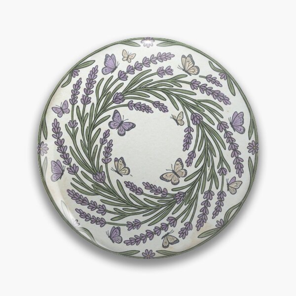 Item preview, Vintage Lavender Sprigs and Butterflies Circular Badge Distressed Seed Packet Botanical Illustration designed and sold by OnPointOutfits.