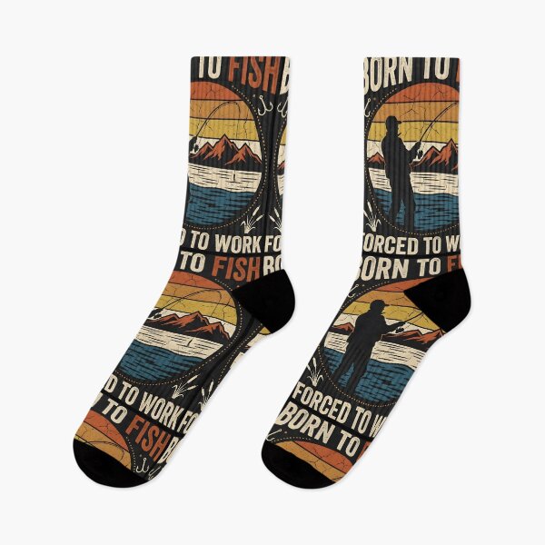 Item preview, Born to Fish Forced to Work Distresed Retro Vintage designed and sold by ZanyPaintbrush.