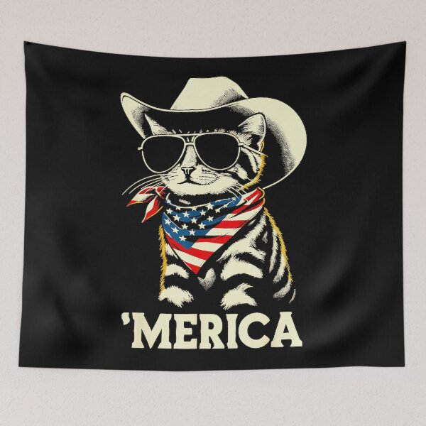 Item preview, Merica Patriotic Cat American Cowboy designed and sold by CharlieConon.