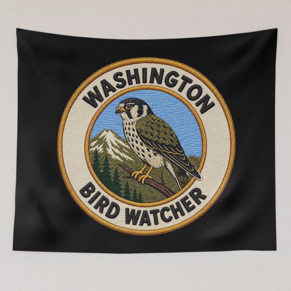 Item preview, Washington Bird Watcher – Peregrine Falcon Mountain Patch designed and sold by The-Drip-Studio.