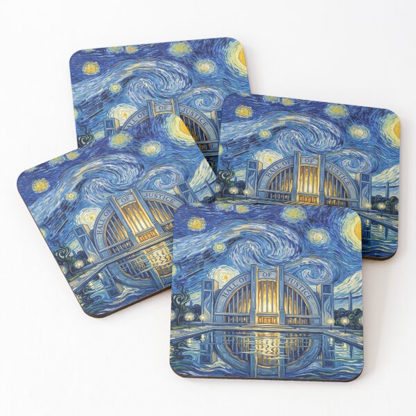 Item preview, Hall of Justice Starry Night Comic Landscape designed and sold by Bad-Decisions-Designs.