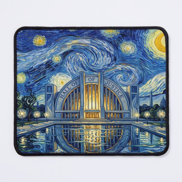 Item preview, Hall of Justice Starry Night Comic Landscape designed and sold by Bad-Decisions-Designs.