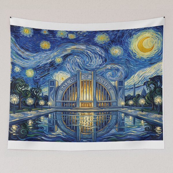 Item preview, Hall of Justice Starry Night Comic Landscape designed and sold by Bad-Decisions-Designs.