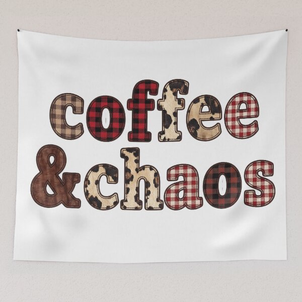 Item preview, Coffee & Chaos – Cozy Autumn Plaid Coffee Lover Design designed and sold by StickerNestYou.