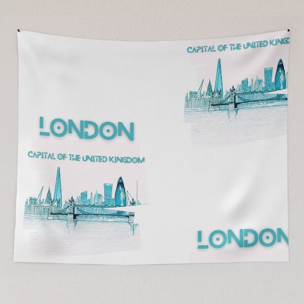 Item preview, London skyline, The Shard, Gherkin, Thames, Big Ben, London, Abstract art piece, beautiful unique London line art designed and sold by Coolparrotgirl.