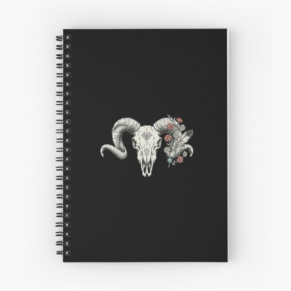 Item preview, Ram Skull with Desert Wildflowers Feather and Turquoise Bead Folk Tattoo Flash Style Illustration designed and sold by OnPointOutfits.