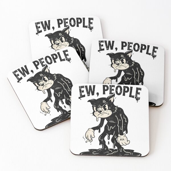 Item preview, Ew People Grumpy Black Cat Vintage Cartoon designed and sold by DripCultureLab.