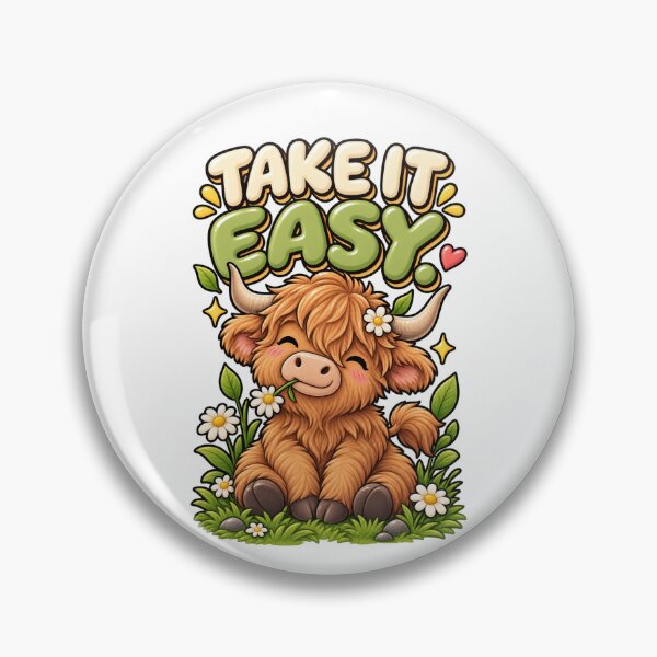 Item preview, Take It Easy. – Cute Highland Cow Cartoon Design designed and sold by Kiinaaa.