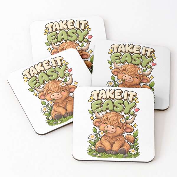 Item preview, Take It Easy. – Cute Highland Cow Cartoon Design designed and sold by Kiinaaa.