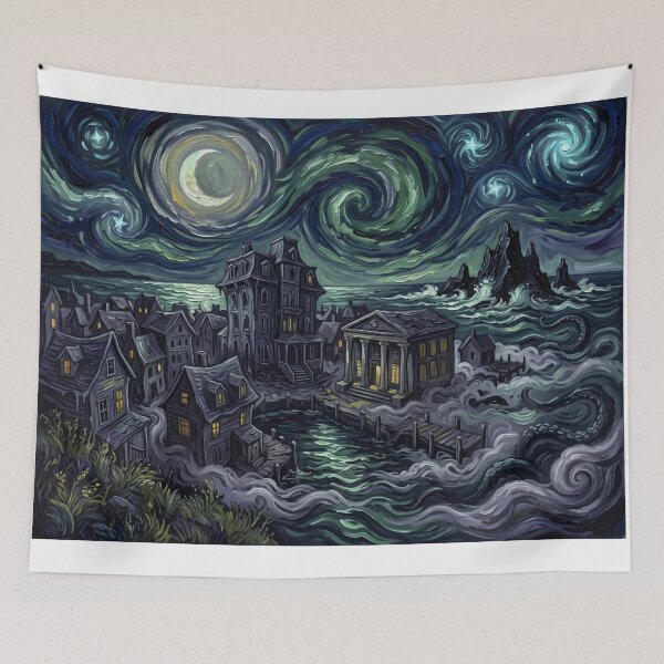 Item preview, Innsmouth Starry Night Horror Landscape designed and sold by Bad-Decisions-Designs.