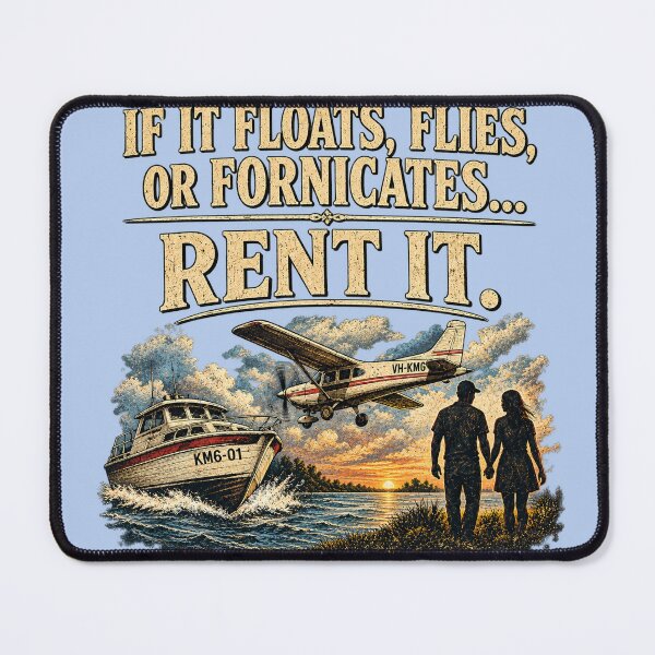 Item preview, If It Floats, Flies, or Fornicates… Rent It | Vintage Humour T-Shirt designed and sold by KissMy6 Industries.