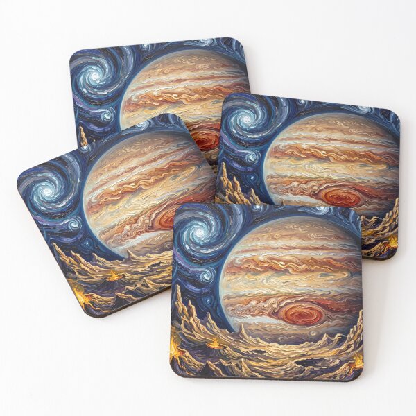 Item preview, Jupiter and Io Starry Night Space Landscape designed and sold by Bad-Decisions-Designs.