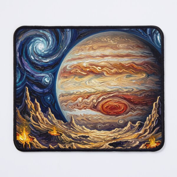 Item preview, Jupiter and Io Starry Night Space Landscape designed and sold by Bad-Decisions-Designs.