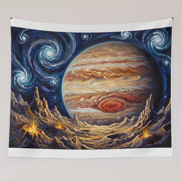 Item preview, Jupiter and Io Starry Night Space Landscape designed and sold by Bad-Decisions-Designs.