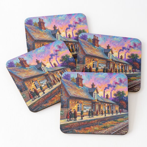 Item preview, Vibrant Victorian Brockholes Train Station Platform Art designed and sold by ArtworkNorth.