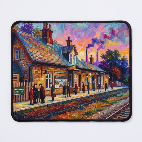 Item preview, Vibrant Victorian Brockholes Train Station Platform Art designed and sold by ArtworkNorth.