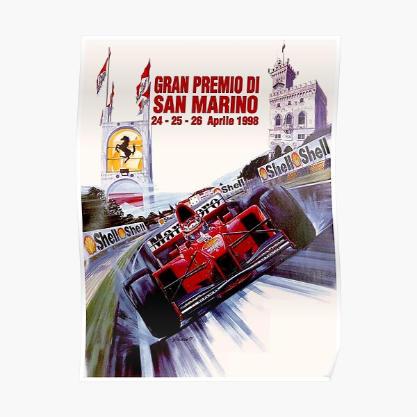 SAN MARINO : Vintage 1998 Gran Premio Auto Racing Print Poster