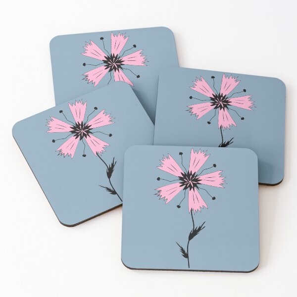 Item preview, Cornflower flower with and stem and panicles, stylized, pink designed and sold by ZorianArt.