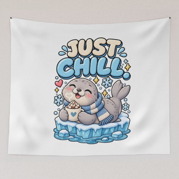 Item preview, Just Chill. – Cute Happy Seal Cartoon Design designed and sold by Kiinaaa.