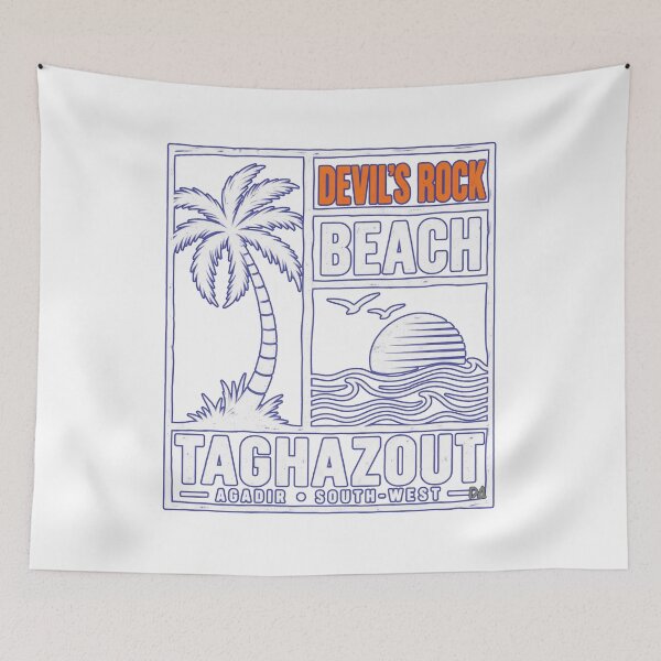 Item preview, Devil's Rock Beach Taghazout Agadir Surf Sunset Vintage Travel Graphic designed and sold by DesignArtist.ia.