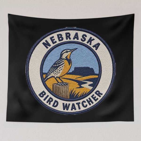 Item preview, Nebraska Bird Watcher – Western Meadowlark Prairie Patch designed and sold by The-Drip-Studio.