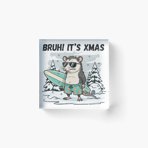 Item preview, Funny Surfing Opossum Bruh Its Xmas Winter Holiday designed and sold by InkRebelprint.
