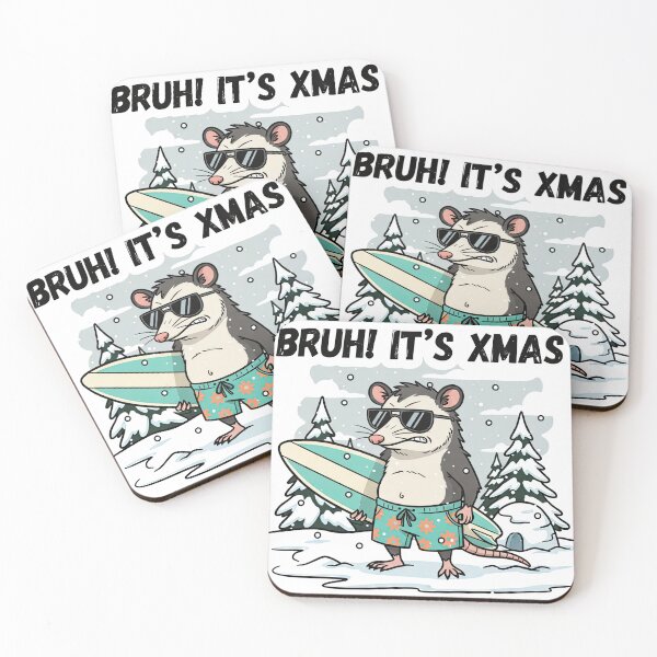 Item preview, Funny Surfing Opossum Bruh Its Xmas Winter Holiday designed and sold by InkRebelprint.
