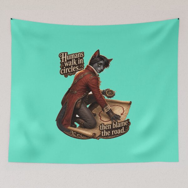 Item preview, Walking in Circles – Philosophical Cat Quote designed and sold by VolkovaLenaArt.