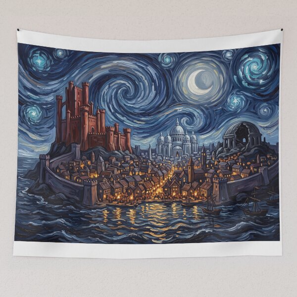 Item preview, Kings Landing Starry Night Fantasy Landscape designed and sold by Bad-Decisions-Designs.