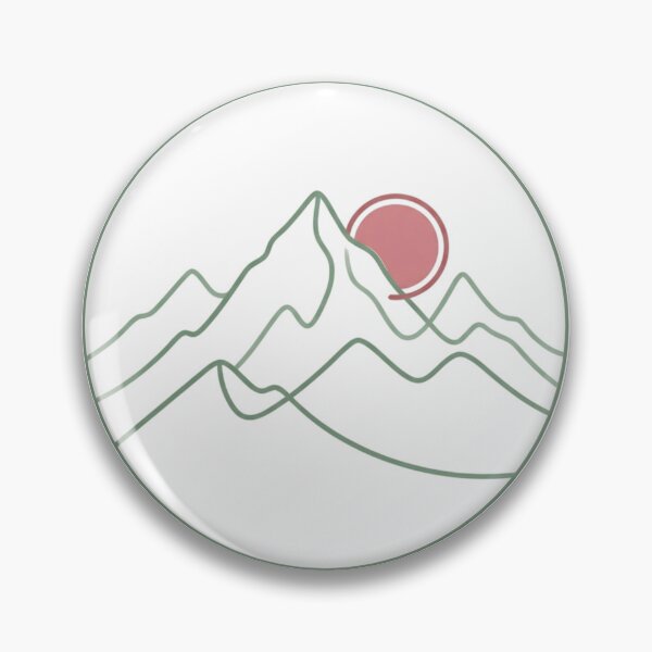 Item preview, Minimal Line Art Mountain Peaks with Rising Sun Sage Green Dusty Rose Flat Vector Design designed and sold by OnPointOutfits.