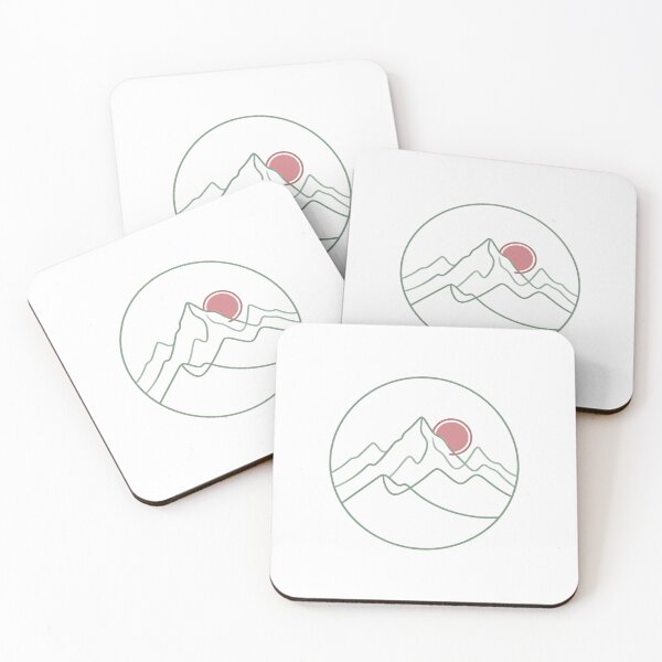 Item preview, Minimal Line Art Mountain Peaks with Rising Sun Sage Green Dusty Rose Flat Vector Design designed and sold by OnPointOutfits.
