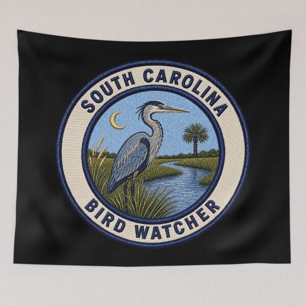 Item preview, South Carolina Bird Watcher – Great Blue Heron Marsh Patch designed and sold by The-Drip-Studio.